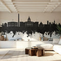 Washington DC Skyline Black & White Mural Wallpaper - room preview 05