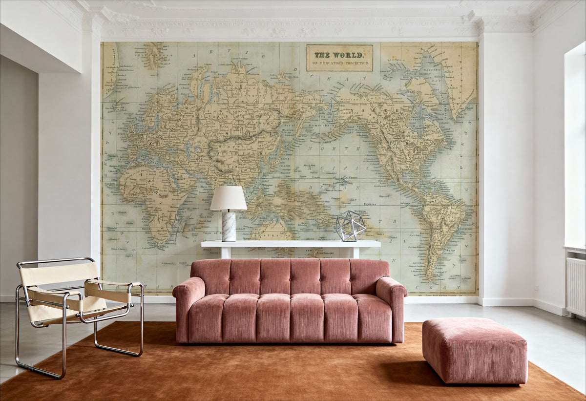 The World Map Asia Mural Wallpaper - room preview 05