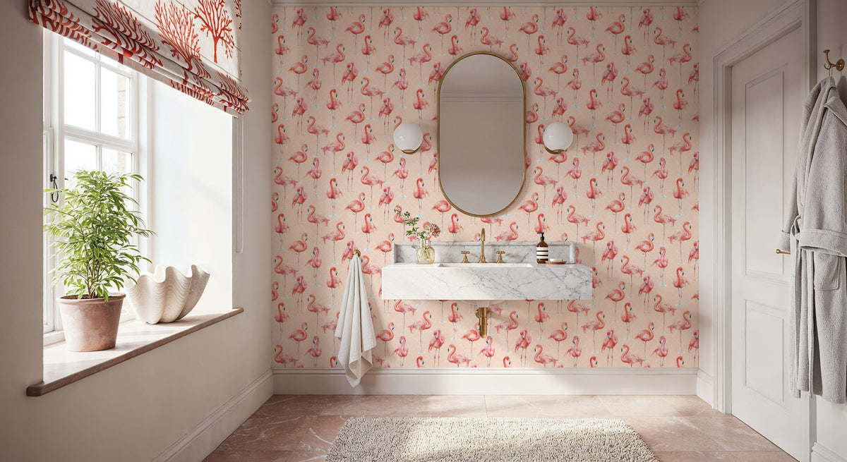 Flamingo Goals Coral Mural Wallpaper - room preview 05