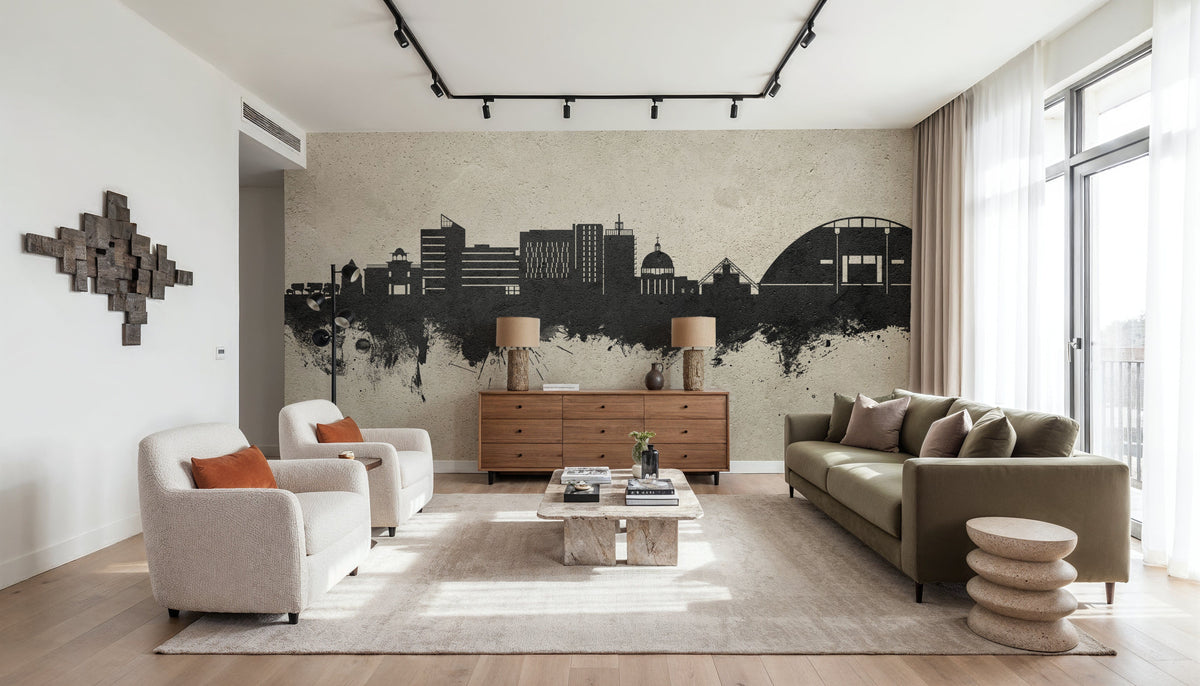 Milton Keynes England Skyline Concrete Mural Wallpaper - room preview 05