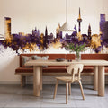 Mannheim Germany Skyline Purple & Gold Mural Wallpaper - room preview 05