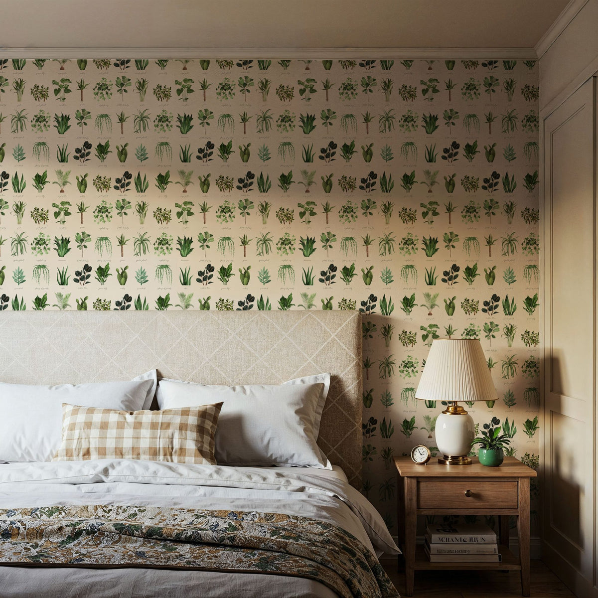 House Plant White Mural Wallpaper - room preview 05