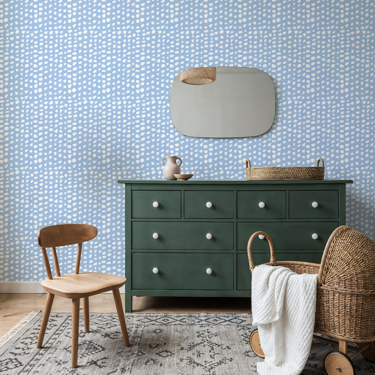 Light Blue Fish Dots Mural Wallpaper - room preview 05