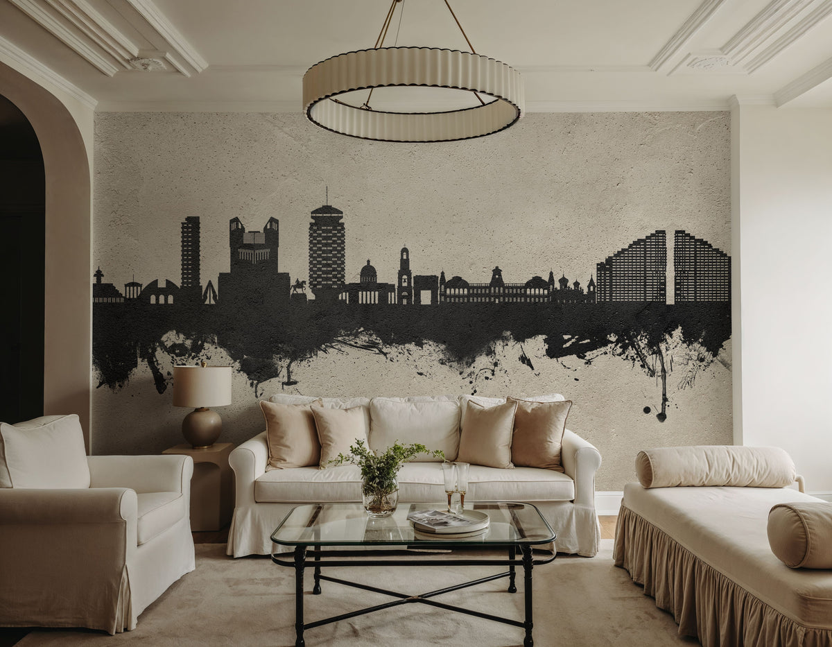 Chisinau Moldova Skyline Concrete Mural Wallpaper - room preview 05