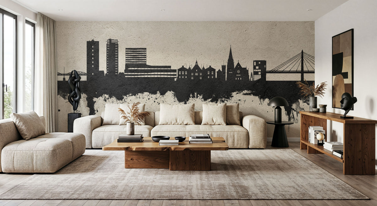 Umeå Skyline Concrete Mural Wallpaper - room preview 05