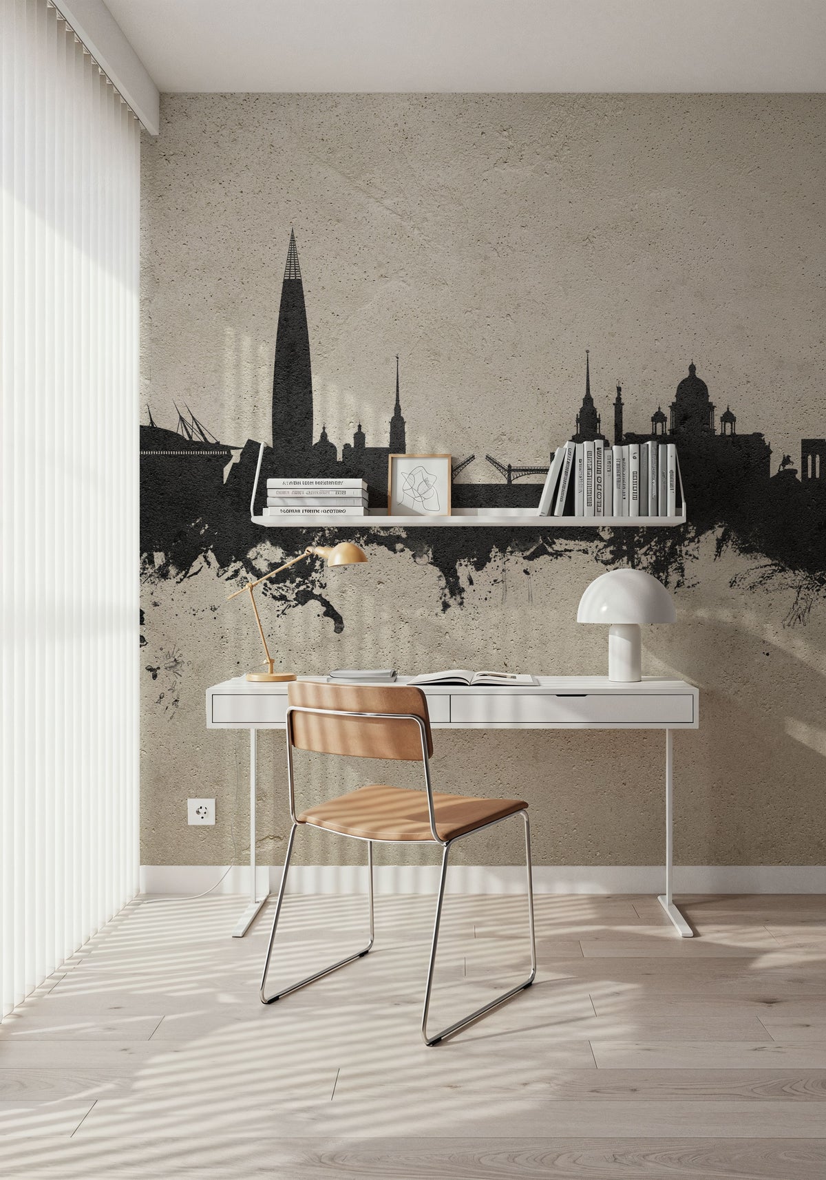 St Petersbug Russia Skyline Concrete Mural Wallpaper - room preview 05