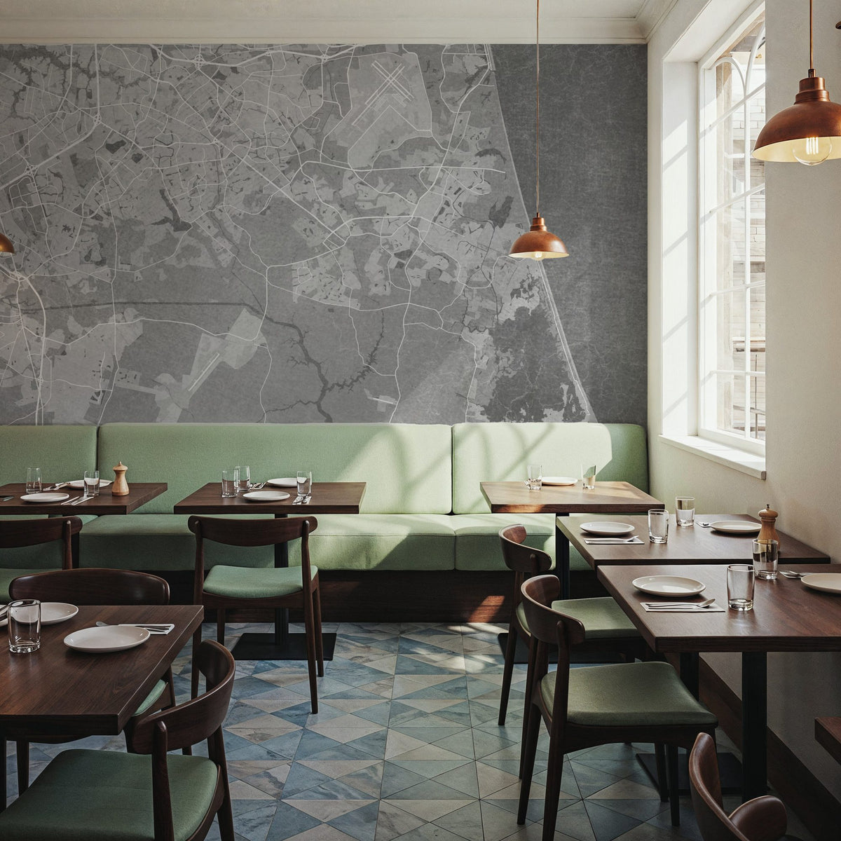 Virginia Beach Grey Mural Wallpaper - room preview 05
