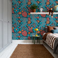 Otomi Cool Tigers, Coral & Teal Mural Wallpaper - room preview 05