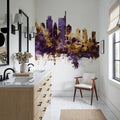 Philadelphia Skyline Purple & Gold Mural Wallpaper - room preview 05