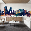 Coimbatore India Skyline Blue & Bronze Mural Wallpaper - room preview 05