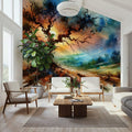 Lonely Tree Starry Night Mural Wallpaper - room preview 05