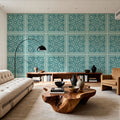 Mission Cement Tiles, Teal Mural Wallpaper - room preview 05