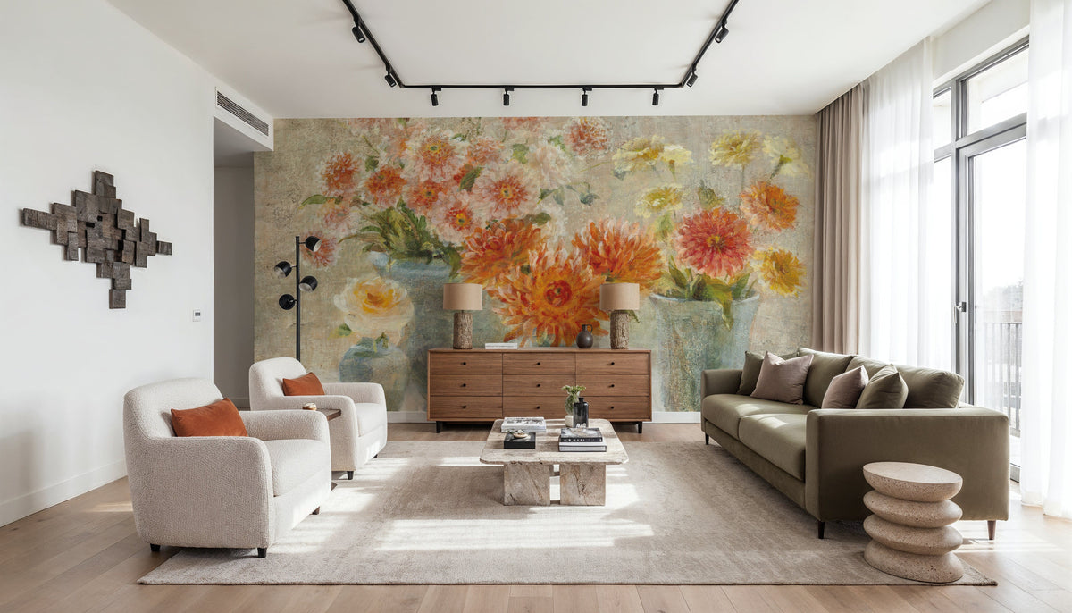 Dahlias in Vases Mural Wallpaper - room preview 05