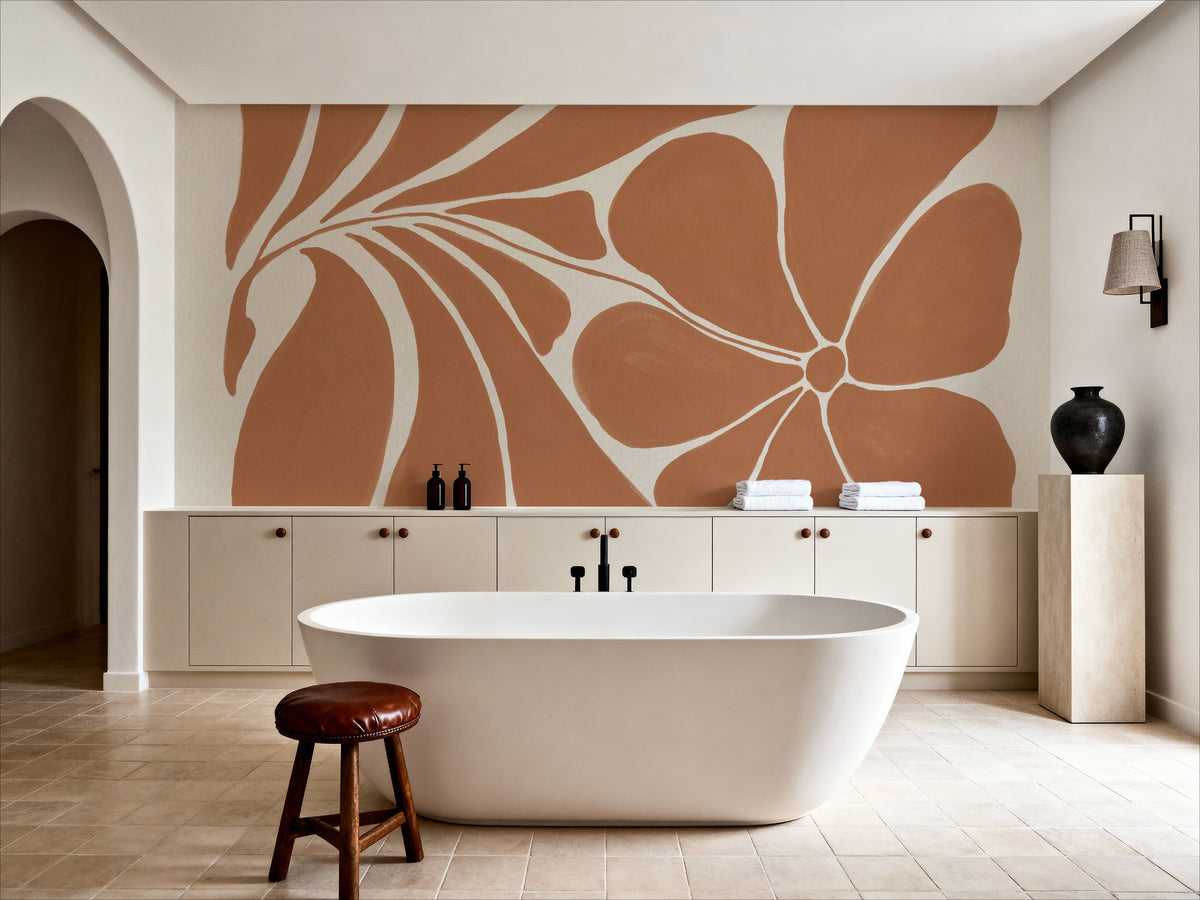 Blooming Joy I Terracotta Mural Wallpaper - room preview 05