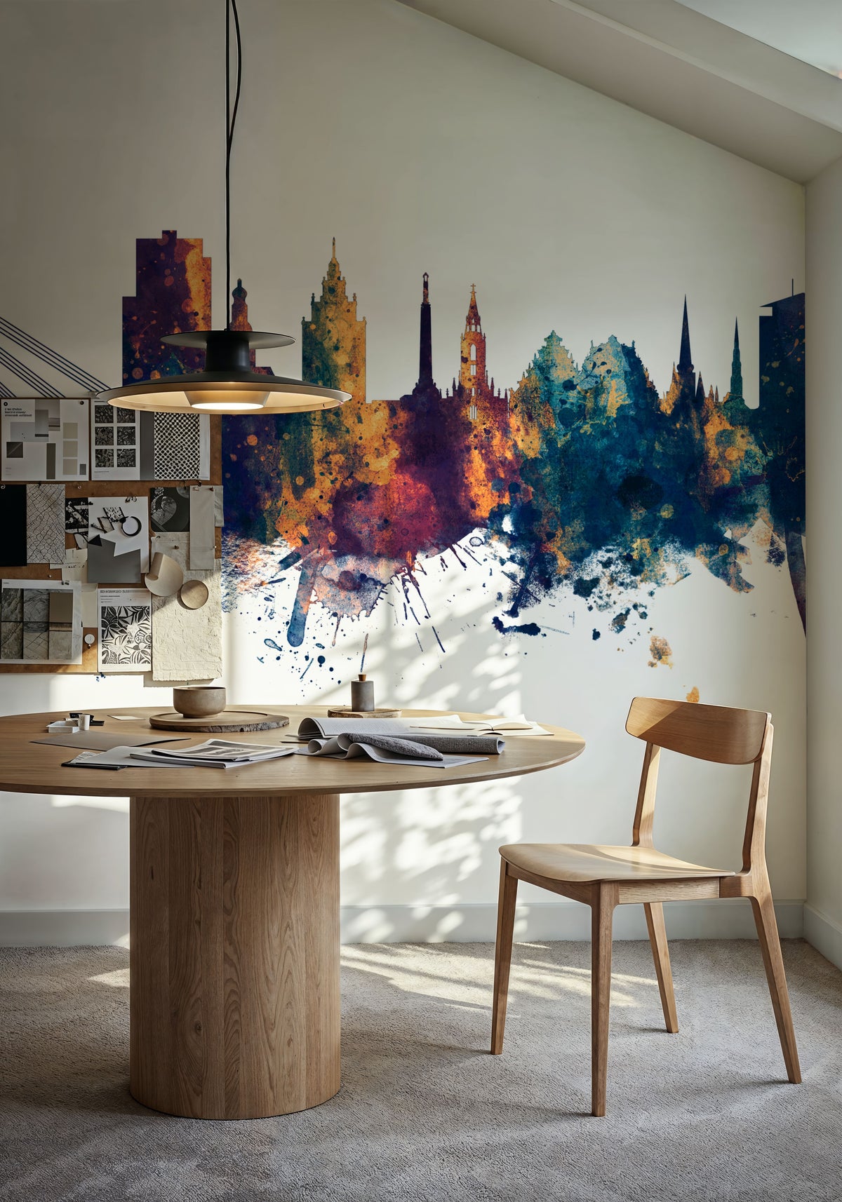 Riga Latvia Skyline Blue & Bronze Mural Wallpaper - room preview 05