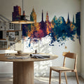Riga Latvia Skyline Blue & Bronze Mural Wallpaper - room preview 05