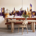 Nantes France Skyline Purple & Gold Mural Wallpaper - room preview 05