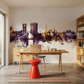 Muscat Oman Skyline Purple & Gold Mural Wallpaper - room preview 05
