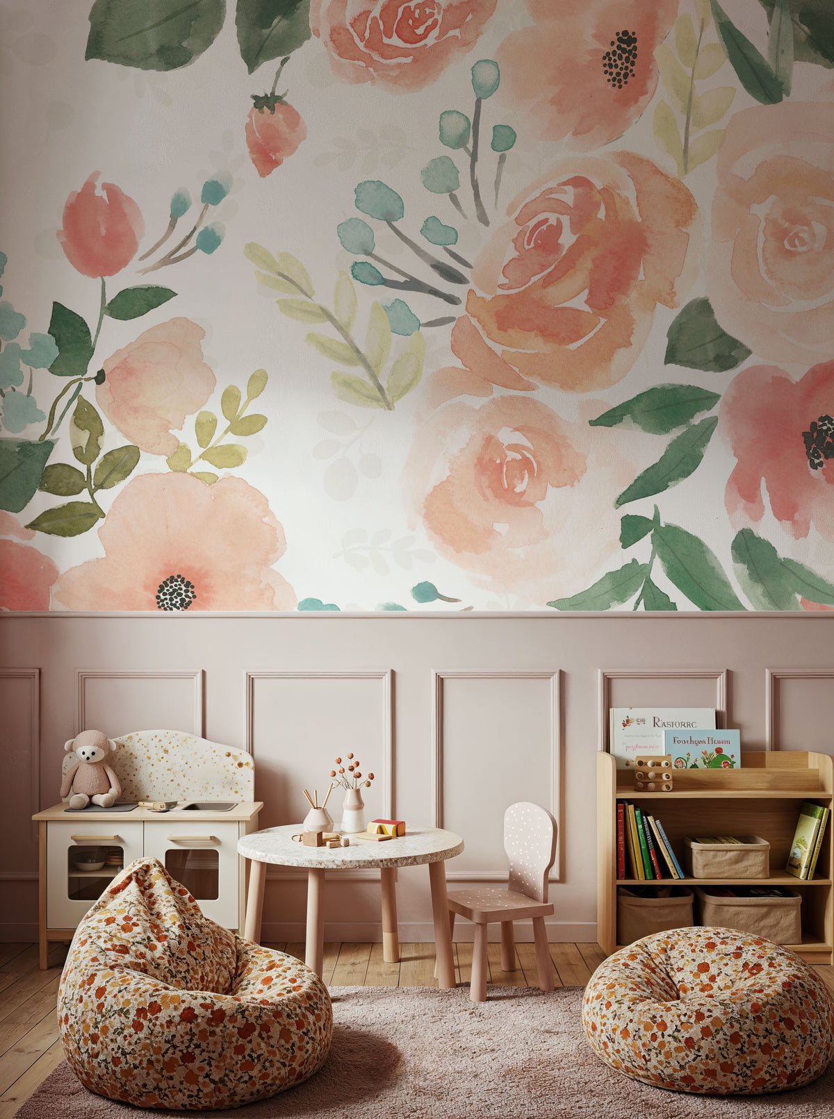 Blooming Delight III White Mural Wallpaper - room preview 05