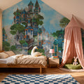 Treehouse Neighborhood Bright Mural Wallpaper - room preview 05
