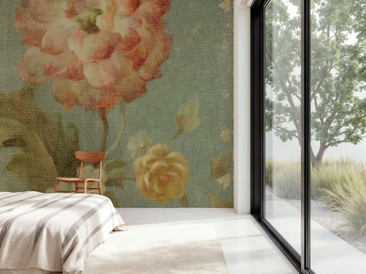 Poppy on Sage Mural Wallpaper - room preview 05