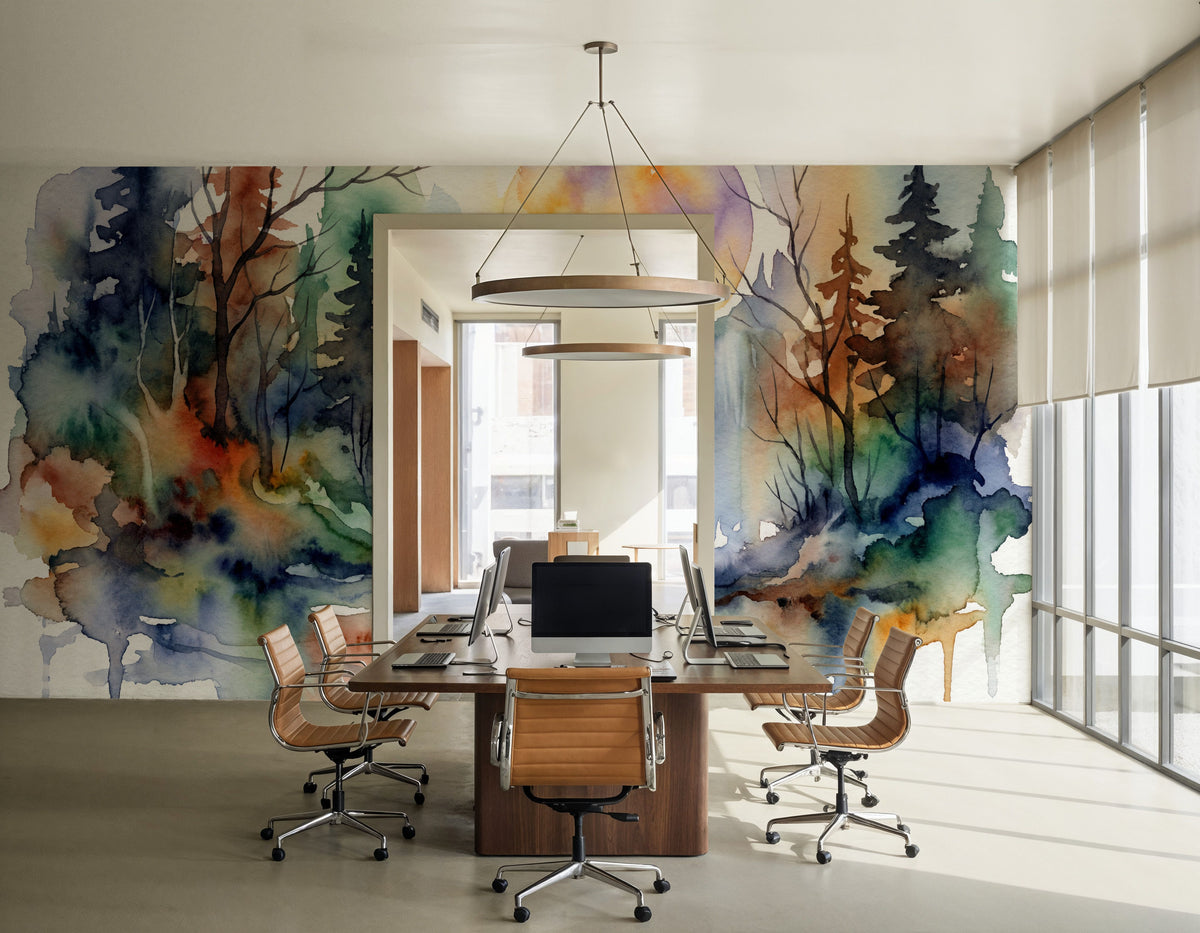 Forest Grove II - Watercolor Landscape Series Mural Wallpaper - room preview 05