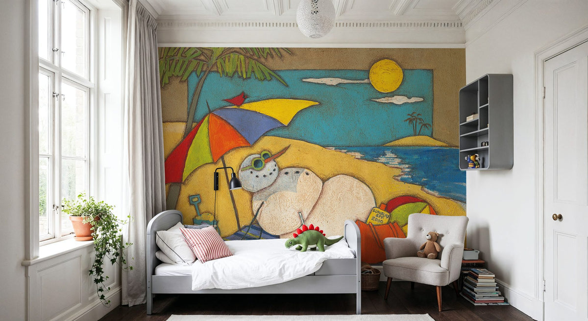 Seasonal Snowman VIII Mural Wallpaper - room preview 05