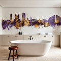 Chisinau Moldova Skyline Purple & Gold Mural Wallpaper - room preview 05