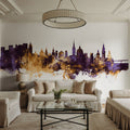 Salzburg Austria Skyline Purple & Gold Mural Wallpaper - room preview 05