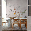 Birds in the Garden Light Gray Mural Wallpaper - room preview 05