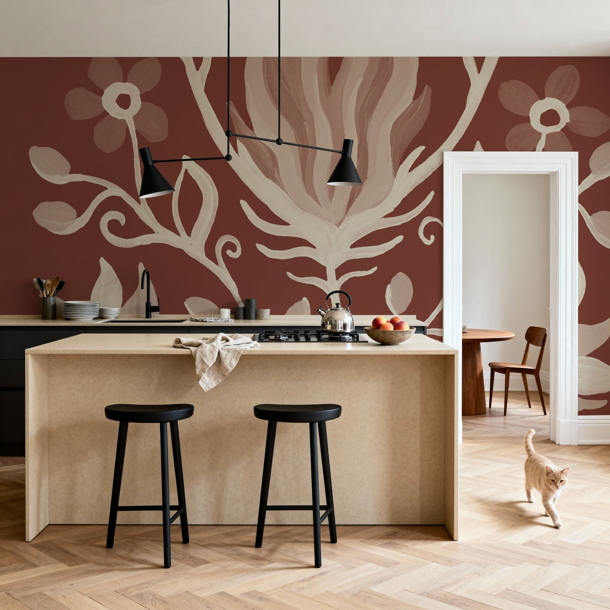 Illuminated Floral II Mural Wallpaper - room preview 05