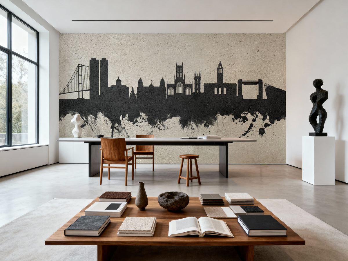 Kingston Upon Hull England Skyline Concrete Mural Wallpaper - room preview 05