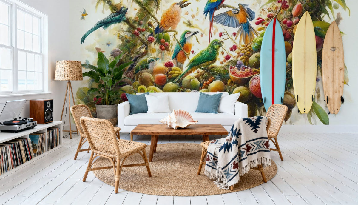 Jungle Symphony in Vivid Hues Mural Wallpaper - room preview 05