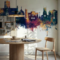 St Albans England Skyline Blue & Bronze Mural Wallpaper - room preview 05