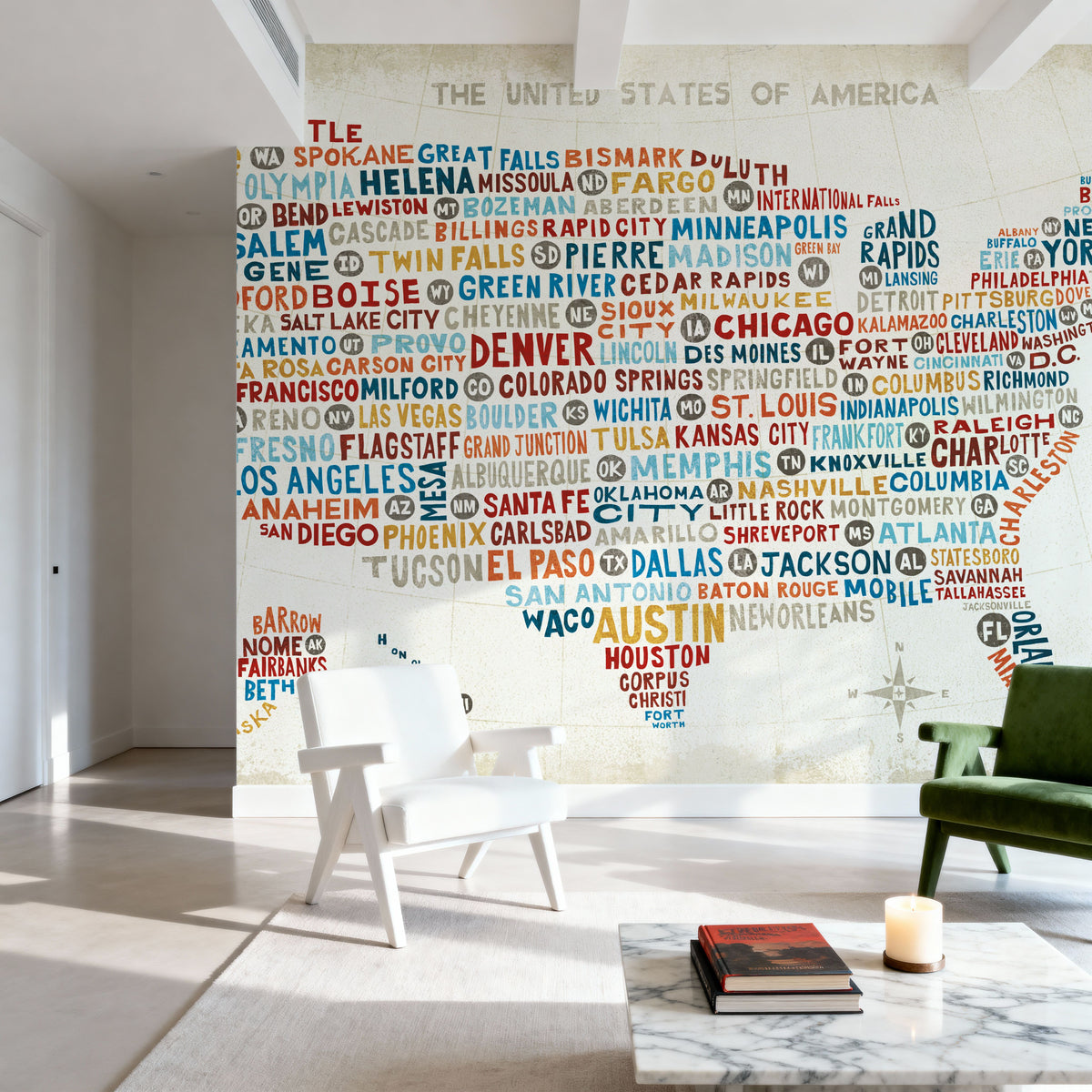 US City Map Mural Wallpaper - room preview 05