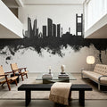 Manama Skyline Black & White Mural Wallpaper - room preview 05