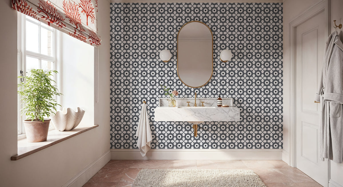 Temara Circle and Flower Mural Wallpaper - room preview 05