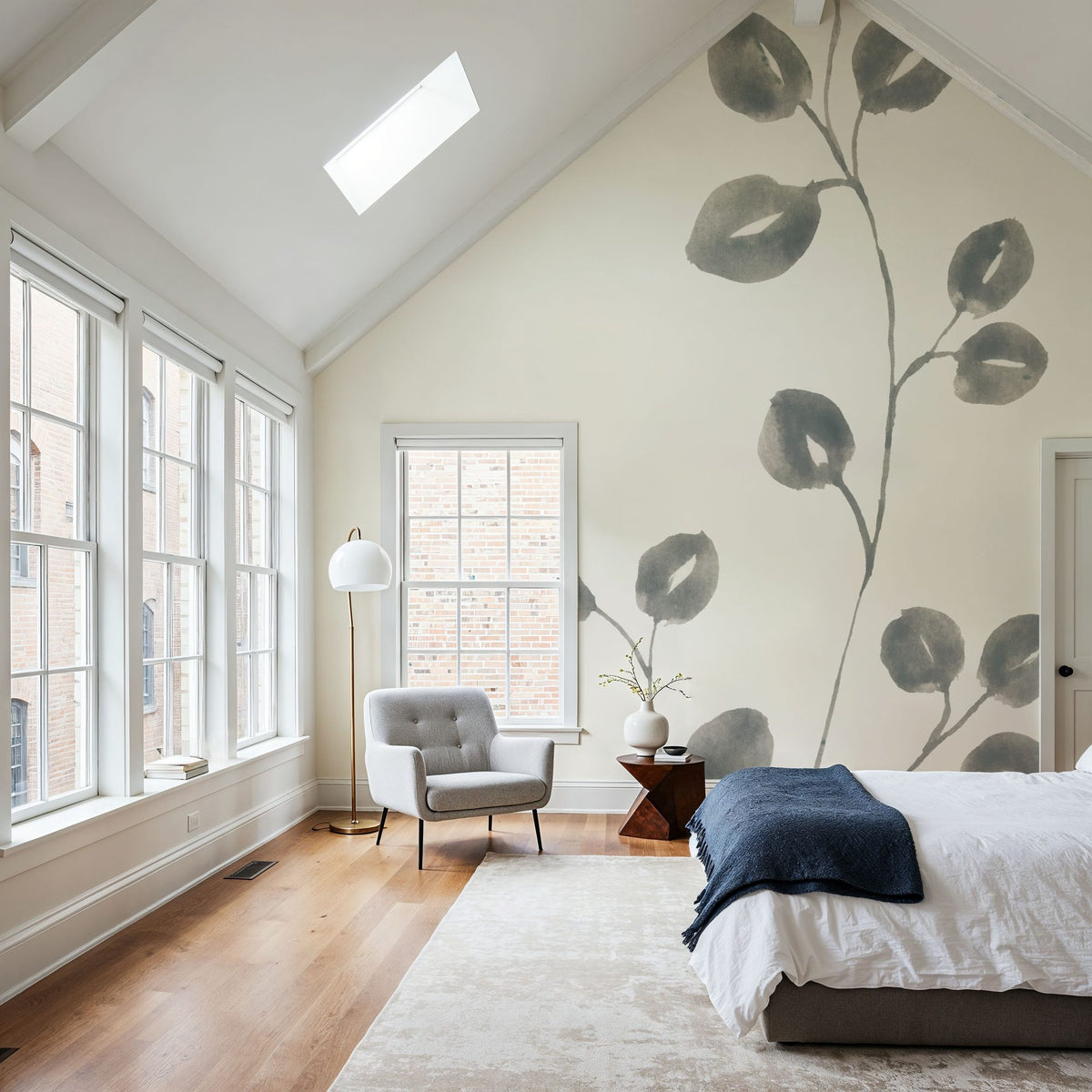 Linen Leaves II Mural Wallpaper - room preview 05