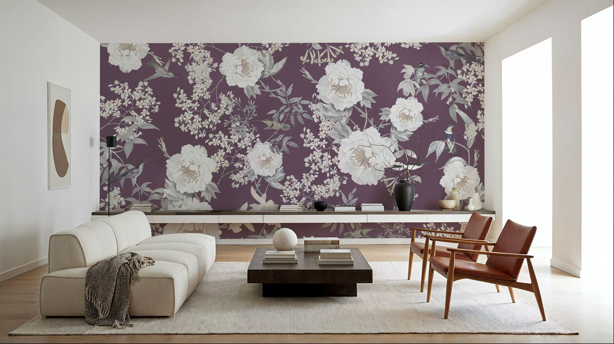 Birds of Eden Mural Wallpaper - Neutral Tone - room preview 05