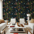 Wonderland Birds, Dark Mural Wallpaper - room preview 05