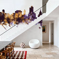 Tulsa Oklahoma Skyline Purple & Gold Mural Wallpaper - room preview 05