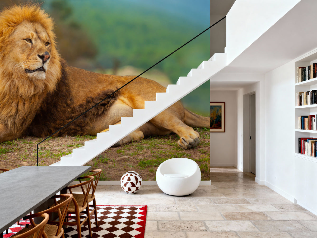 Lion Rest Mural Wallpaper - room preview 05