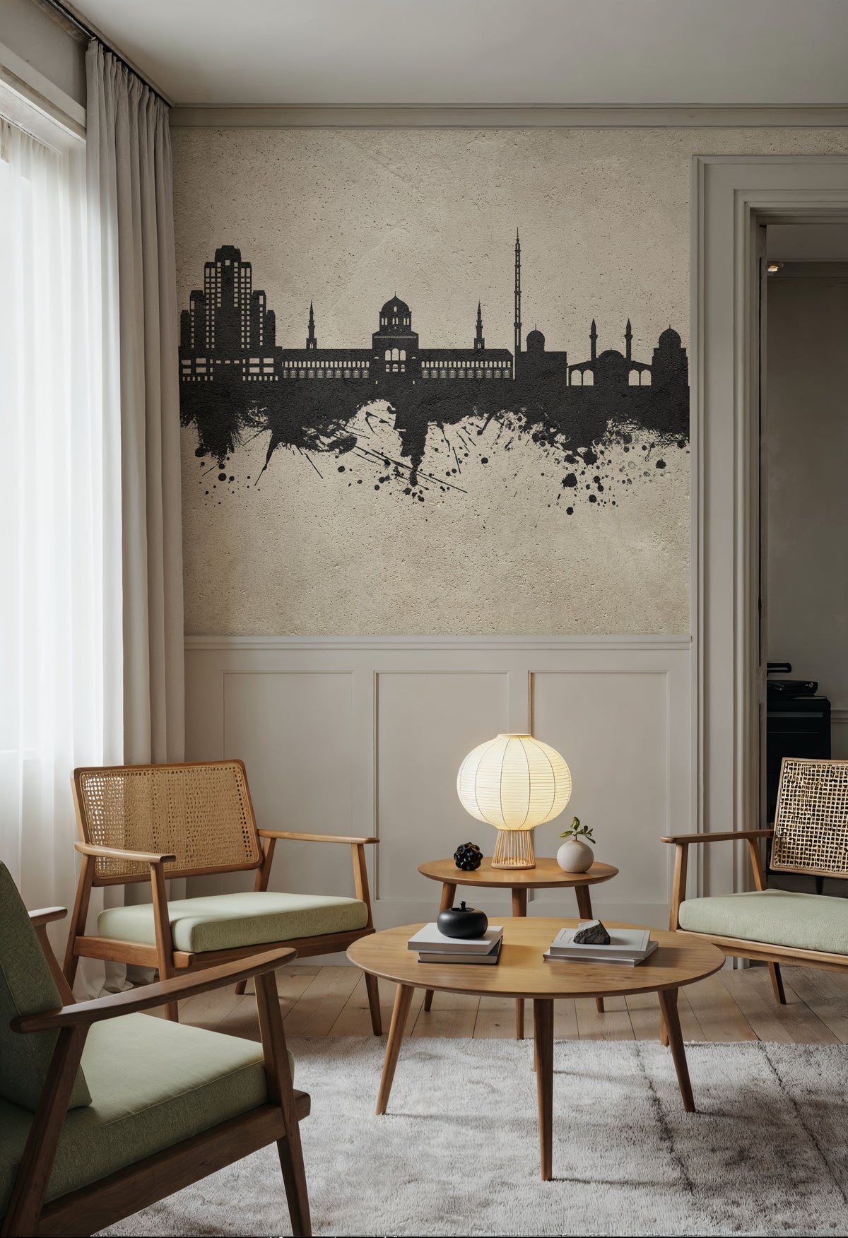 Damascus Syria Skyline Concrete Mural Wallpaper - room preview 05