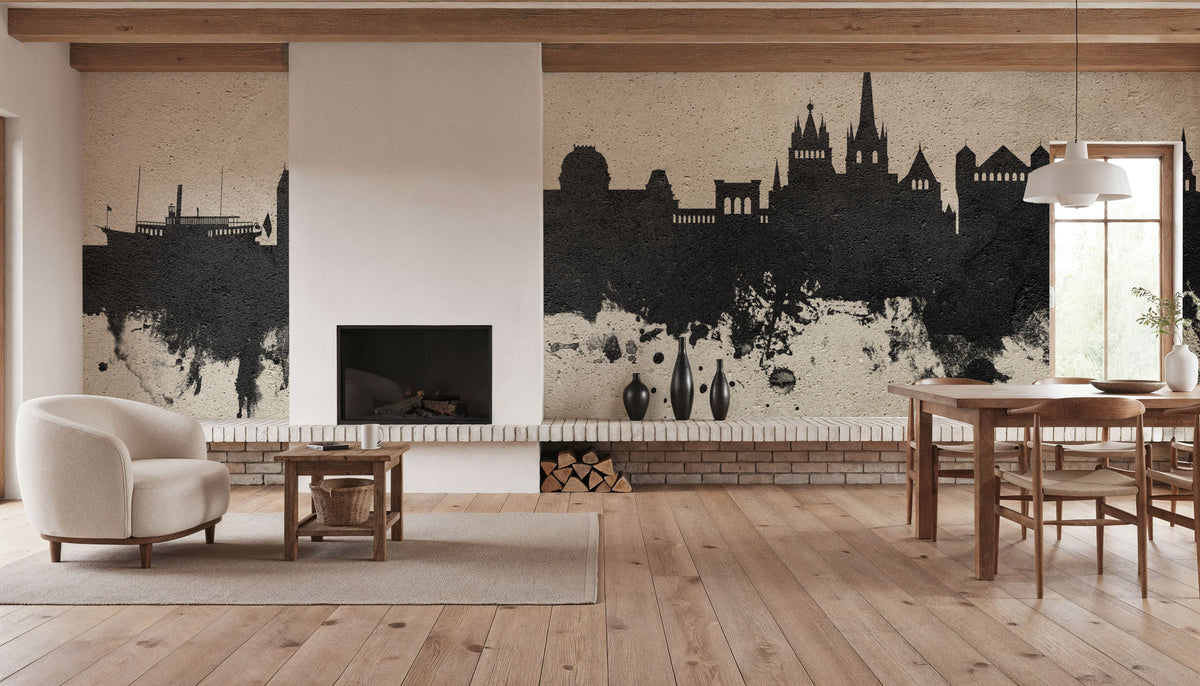 Lausanne Switzerland Skyline Concrete Mural Wallpaper - room preview 05