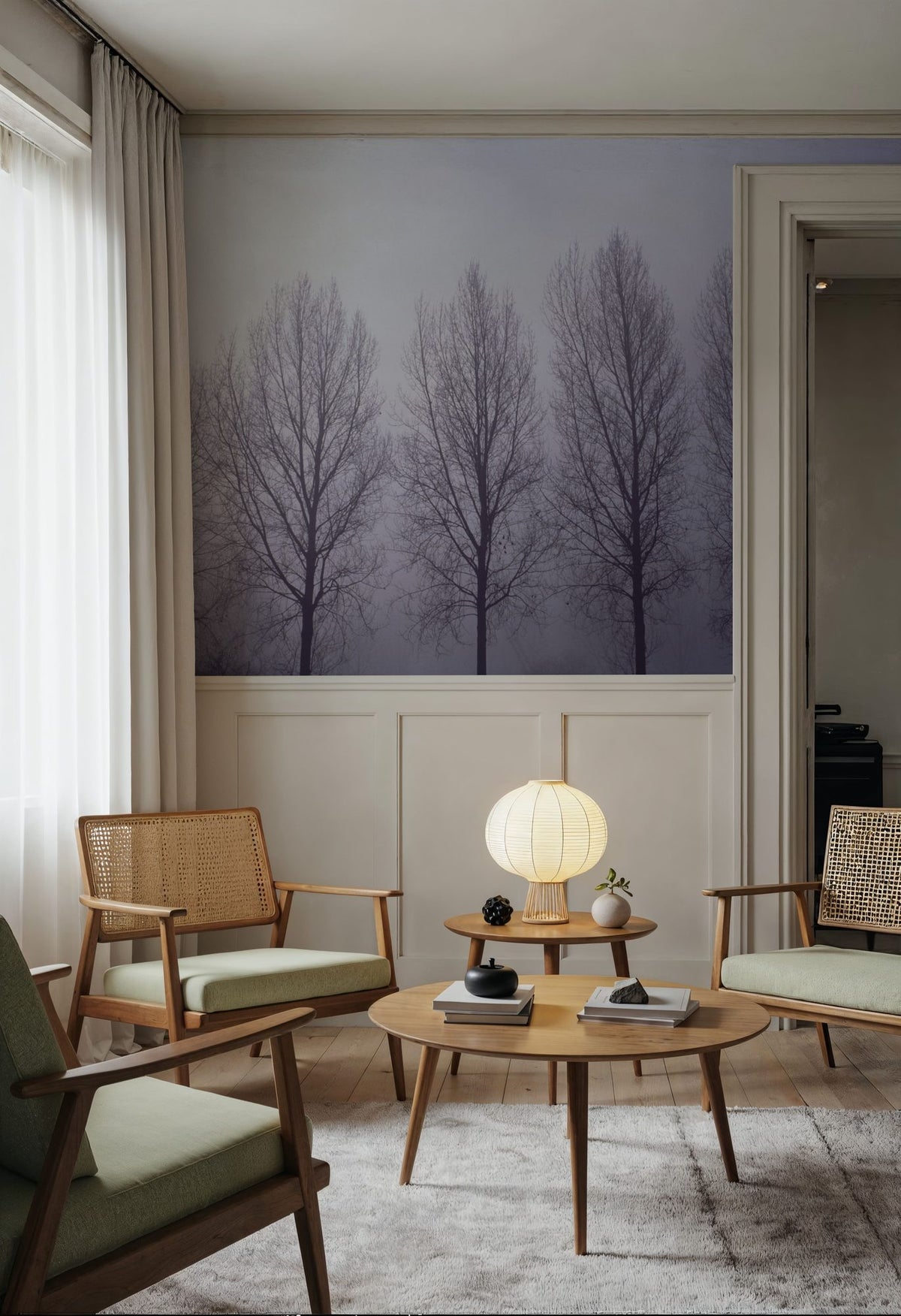 Trees in Mist Mural Wallpaper - room preview 05