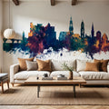 Heidelberg Germany Skyline Blue & Bronze Mural Wallpaper - room preview 05