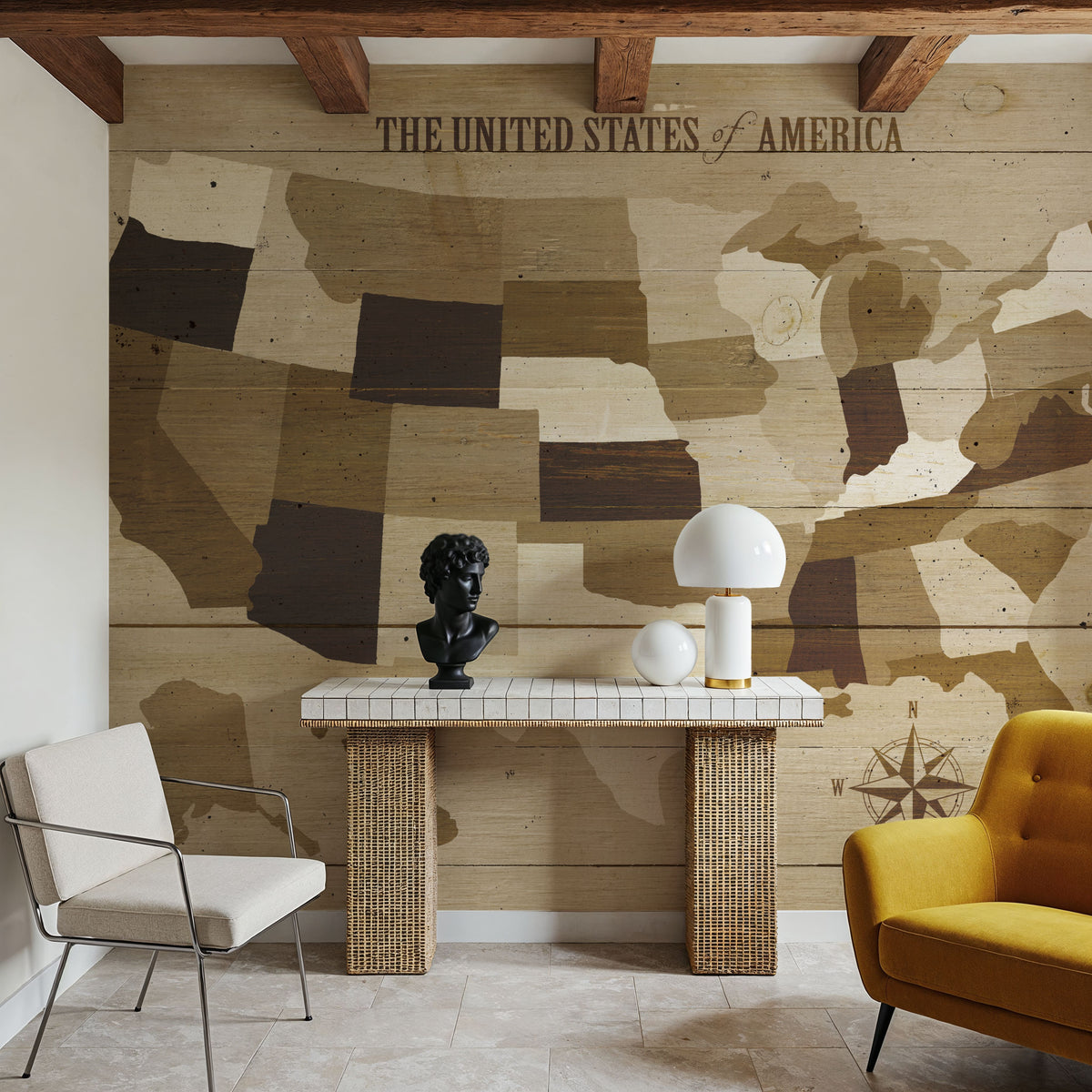USA Modern Vintage Wood Mural Wallpaper - room preview 05