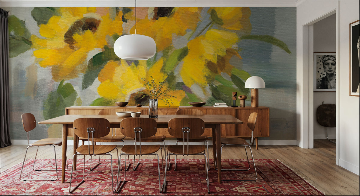 Sunny Floral I Mural Wallpaper - room preview 05