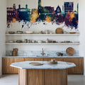Felixstowe England Skyline Blue & Bronze Mural Wallpaper - room preview 05