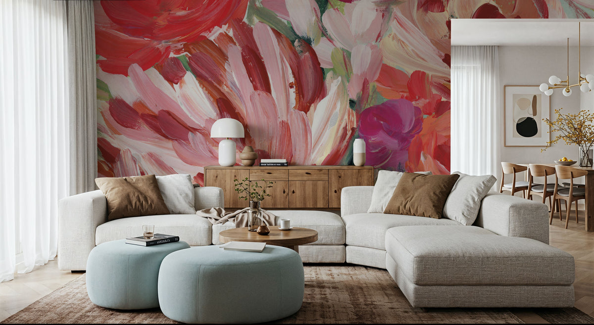 Spring Blooms in Striped Vase I Mural Wallpaper - room preview 05